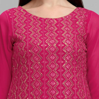 Embroidered semi-stitched dress material
