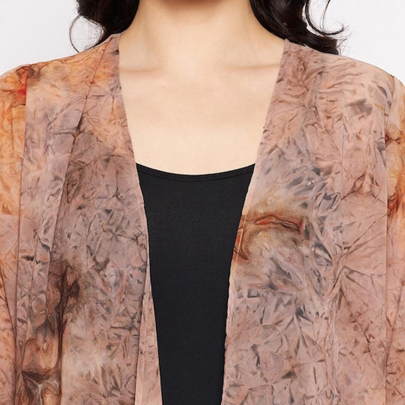 Women Brown Printed Shrug