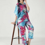 Women Blue & Pink Printed Night suit