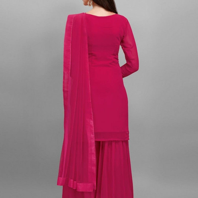 Embroidered semi-stitched dress material