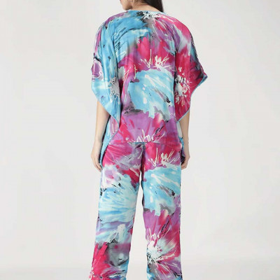 Women Blue & Pink Printed Night suit