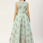 Green & Golden Sequinned Net Maxi Gown